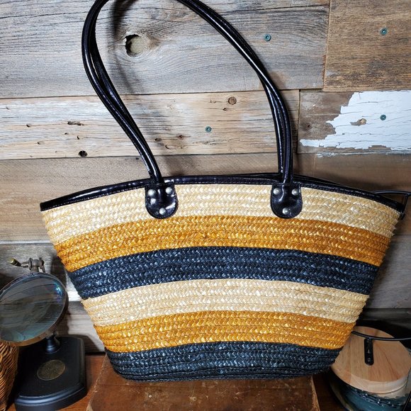 White Stag Woven Straw Mid-Century Beach Style Handbag - Picture 2 of 6